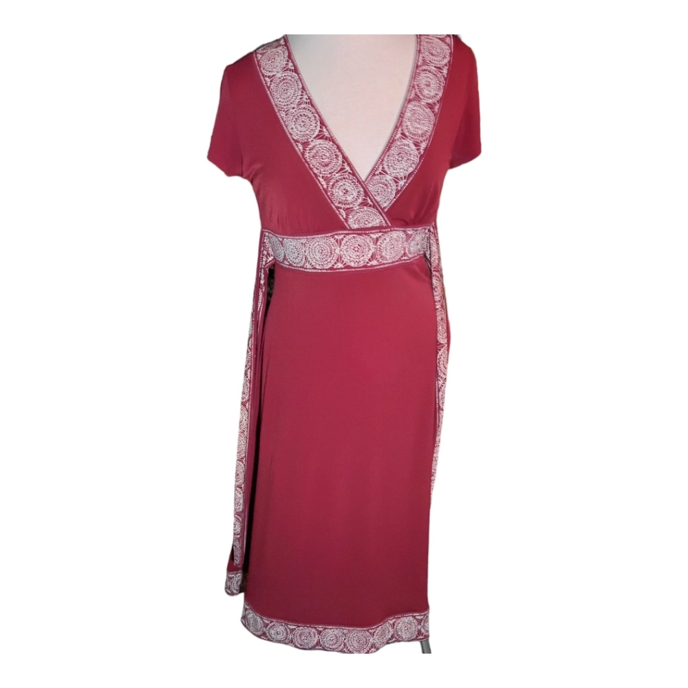 Apt. 9 Raspberry Wrap Maxi Dress with White Trim